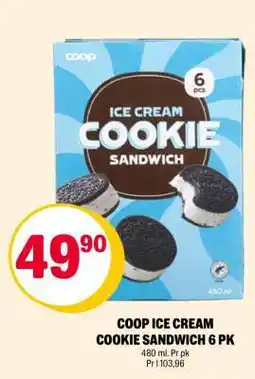 Coop Extra COOP ICE CREAM COOKIE SANDWICH 6 PK tilbud