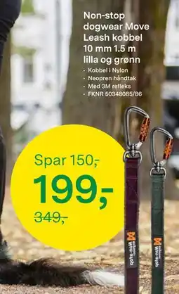 Felleskjøpet Non-stop dogwear Move Leash kobbel 10 mm 1.5 m lilla og grønn tilbud