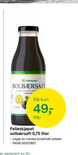 Felleskjøpet Felleskjøpet solbærsaft 0,75 liter tilbud