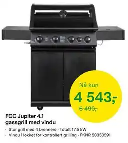 Felleskjøpet FCC Jupiter 4.1 gassgrill med vindu tilbud