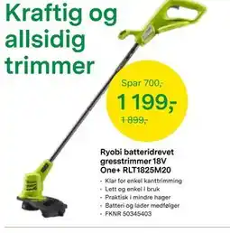 Felleskjøpet Ryobi batteridrevet gresstrimmer 18V One+ RLT1825M20 tilbud