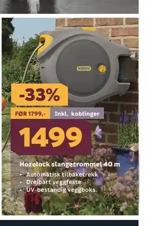 Hozelock slangetrommel 40 m