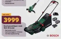 Megaflis Bosch gressklipper rotak 18v2-38 2x4ah tilbud