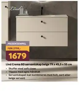 Megaflis Lind Crema 80 servantskap beige 79 x 45,5 x 55 cm tilbud