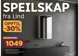Megaflis Lind Steel speilskap 40 hvit tilbud
