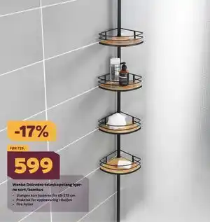 Wenko Dolcedro teleskopstang hjørne sort/bambus