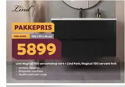 Megaflis Lind Magical 100 servantskap sort + Lind Park/Magical 100 servant hvit tilbud