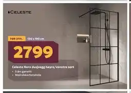 Megaflis Celeste Nero dusjvegg høyre/venstre sort tilbud