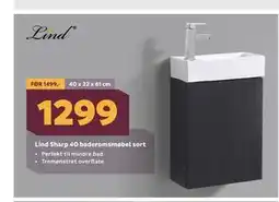 Megaflis Lind Sharp 40 baderomsmøbel sort tilbud