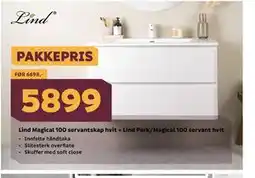 Megaflis Lind Magical 100 servantskap hvit + Lind Park/Magical 100 servant hvit tilbud