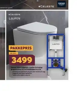 Megaflis Celeste Unico veggskål + Laufen Lis innbyggingssisterne 112 cm frontbetjent 4,5/3L tilbud