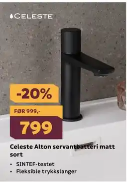 Megaflis Celeste Alton servantbatteri matt sort tilbud