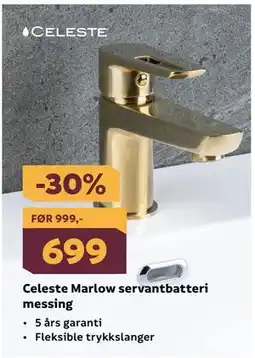 Megaflis Celeste Marlow servantbatteri messing tilbud