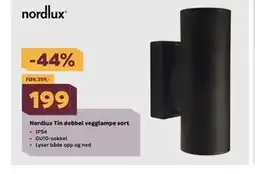 Megaflis Nordlux Tin dobbel vegglampe sort tilbud