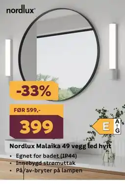 Megaflis Nordlux Malaika 49 vegg led hvit tilbud