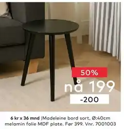 Skeidar Madeleine bord sort, Ø:40cm tilbud