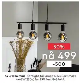Skeidar Straight taklampe 4-lys Sort tilbud