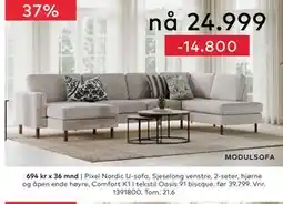 Skeidar Pixel Nordic U-sofa tilbud