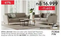 Skeidar Noor 2.5-seter sofa tilbud