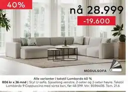 Skeidar Styl U-sofa tilbud