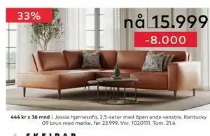 Skeidar Jessie hjørnesofa tilbud