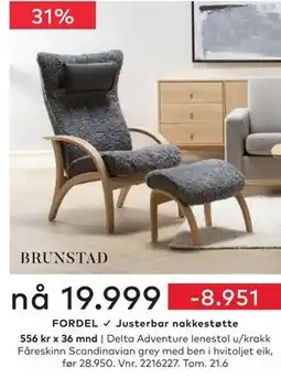 Skeidar BRUNSTAD Delta Adventure lenestol u/krakk tilbud