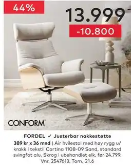 Skeidar CONFORM Air hvilestol med høy rygg u/ krakk tilbud