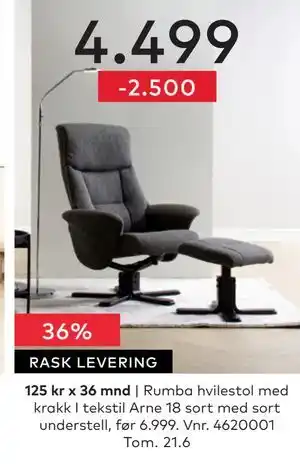Skeidar Rumba hvilestol med krakk tilbud