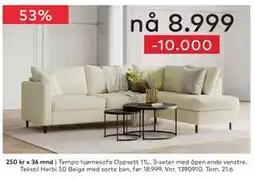 Skeidar Tempo hjørnesofa tilbud