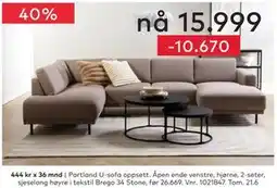 Skeidar Portland U-sofa tilbud