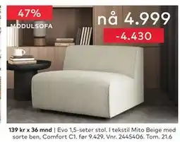 Skeidar Evo 1,5-seter stol tilbud