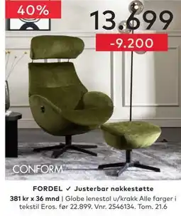 Skeidar CONFORM Globe lenestol u/krakk tilbud
