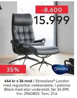 Skeidar Stressless London med regulerbar nakkestøtte tilbud