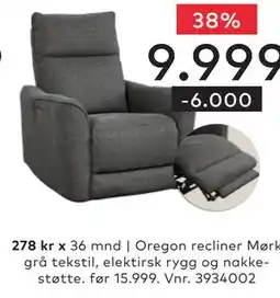 Skeidar Oregon recliner Mørk grå tilbud