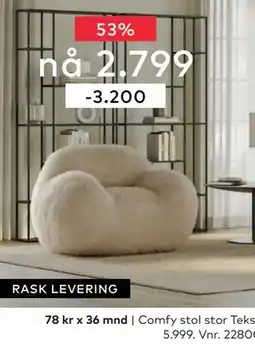 Skeidar Comfy stol stor tilbud