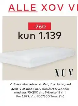 Skeidar XOV Komfort 5 vendbar madrass tilbud
