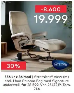 Skeidar Stressless View (M) stol tilbud