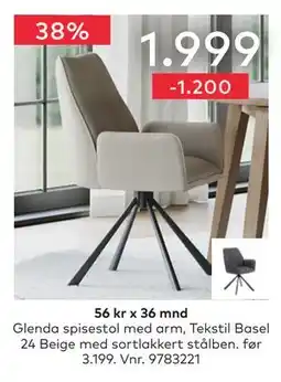 Skeidar Glenda spisestol med arm tilbud
