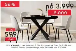 Skeidar Luke spisebord Ø120 tilbud