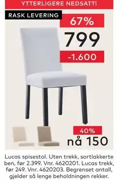 Skeidar Lucas spisestol tilbud