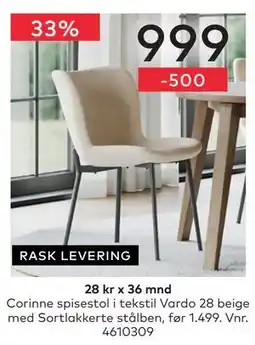 Skeidar Corinne spisestol tilbud