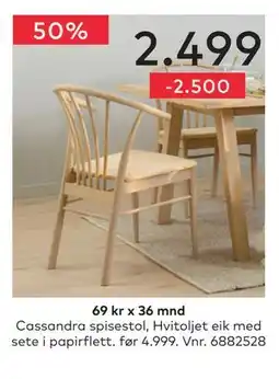 Skeidar Cassandra spisestol tilbud