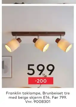 Skeidar Franklin taklampe tilbud