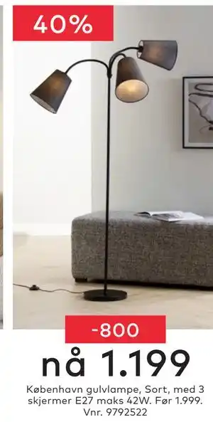 Skeidar København gulvlampe tilbud