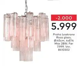 Skeidar Praha lysekrone Rosa glass tilbud