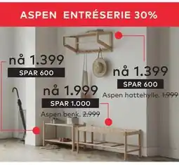 Skeidar Aspen hattehylle tilbud
