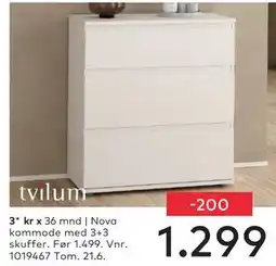 Skeidar Nova kommode med 3+3 skuffer tilbud