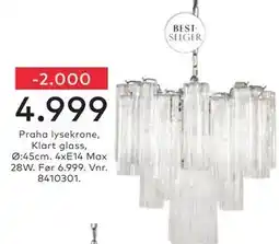 Skeidar Praha lysekrone, Klart glass tilbud