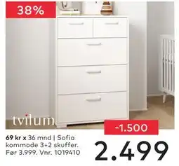 Skeidar Sofia kommode 3+2 skuffer tilbud