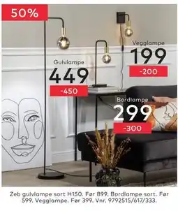 Skeidar Zeb gulvlampe sort H150 tilbud